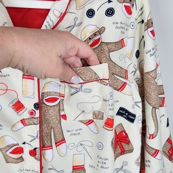 Nick and Nora size S How to make sock monkey instructions pajama top - Picture 4 of 12